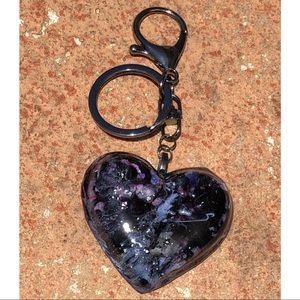 Galaxy Heart Shaped Keychain Charm